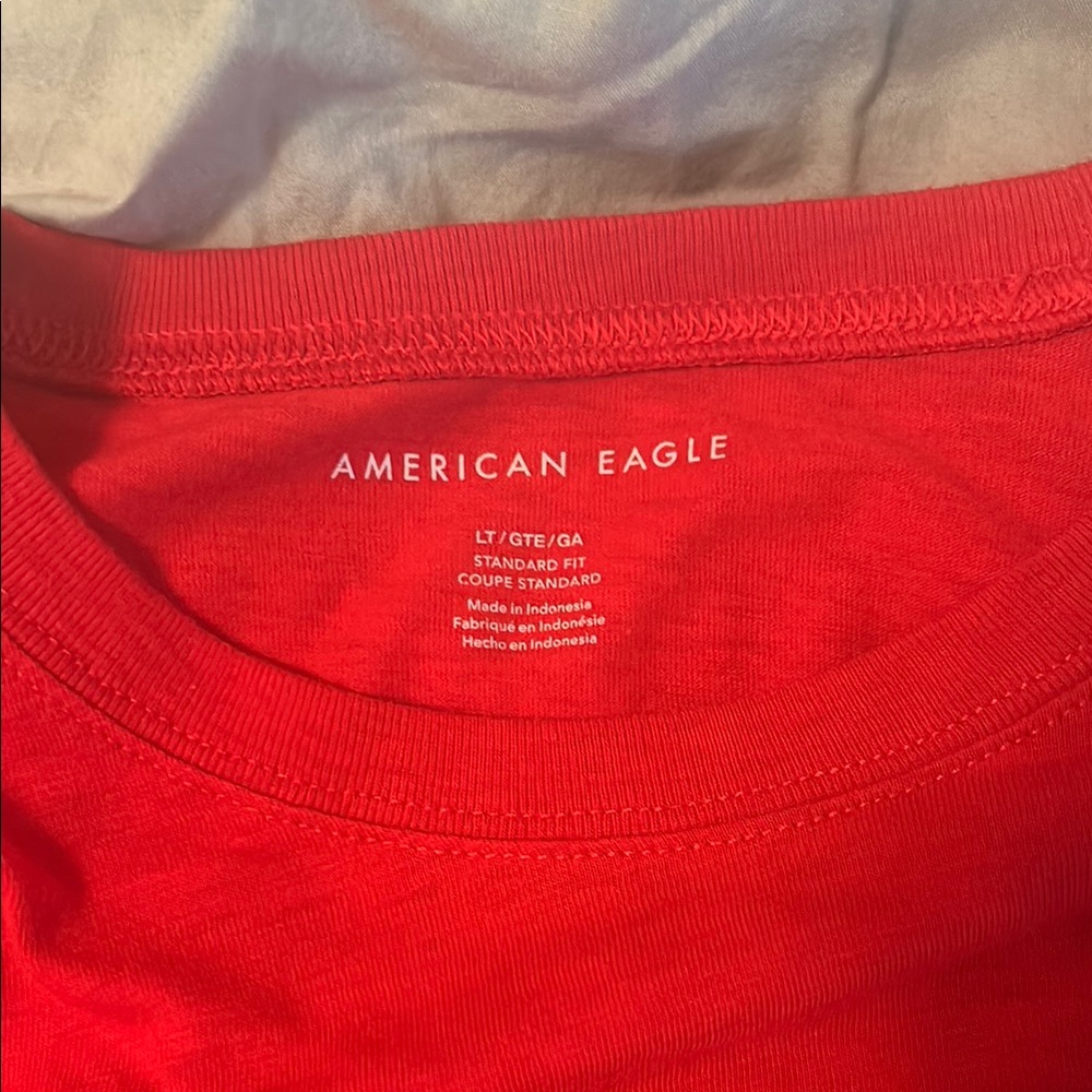 American Eagle Outfitters Red and Gray Long Sleeve Tee Casual Style - Picture 2 of 2